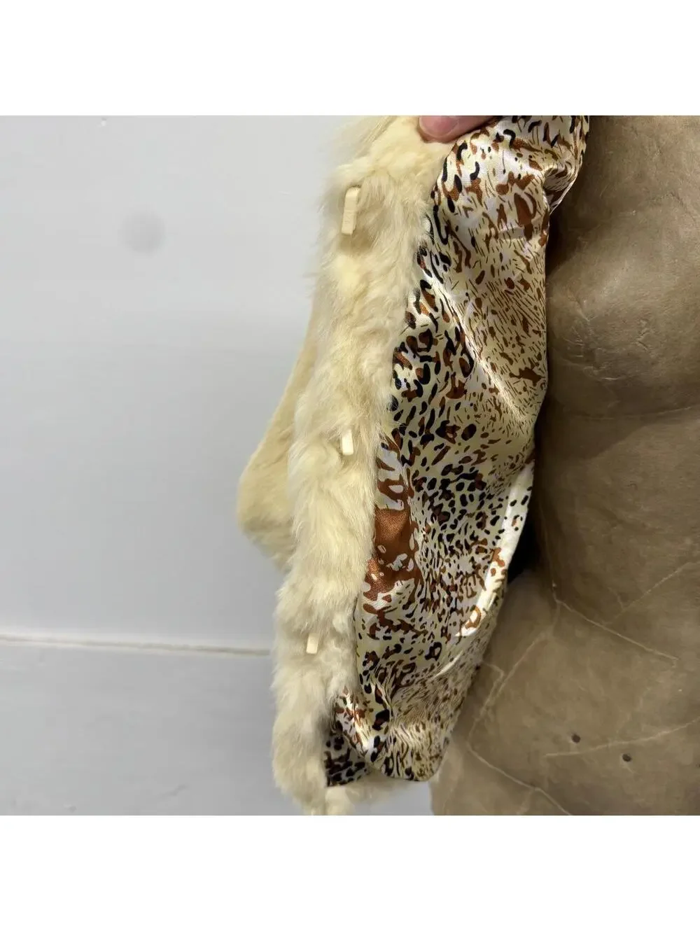Vintage Y2K Cream White Rabbit & Fox Fur Jacket Coat - Picture 6 of 8